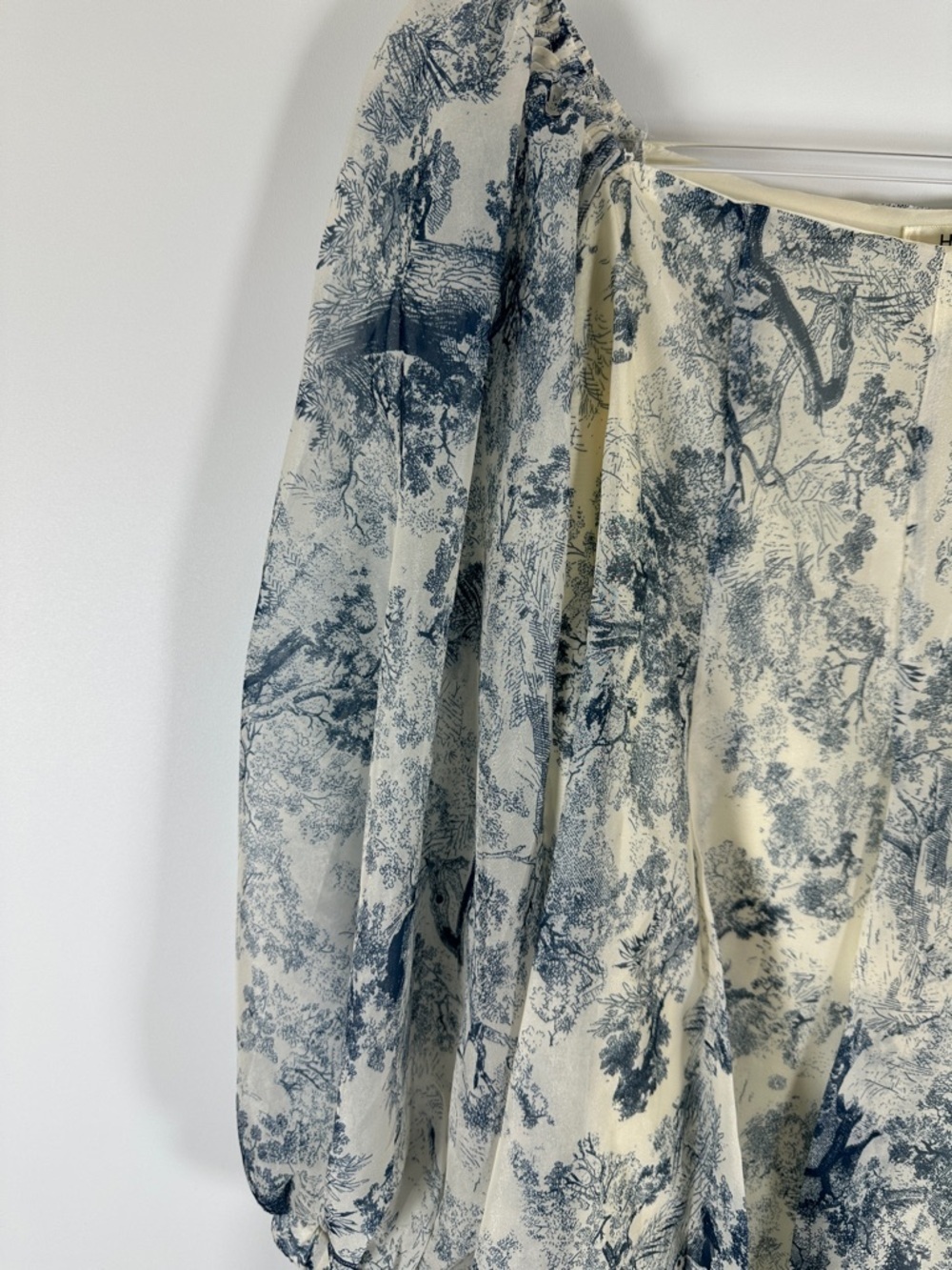 NWT H.A.H Ha Huong Blue Toile Puff Sleeve Puff Hem Mini Dress M - Picture 5 of 7